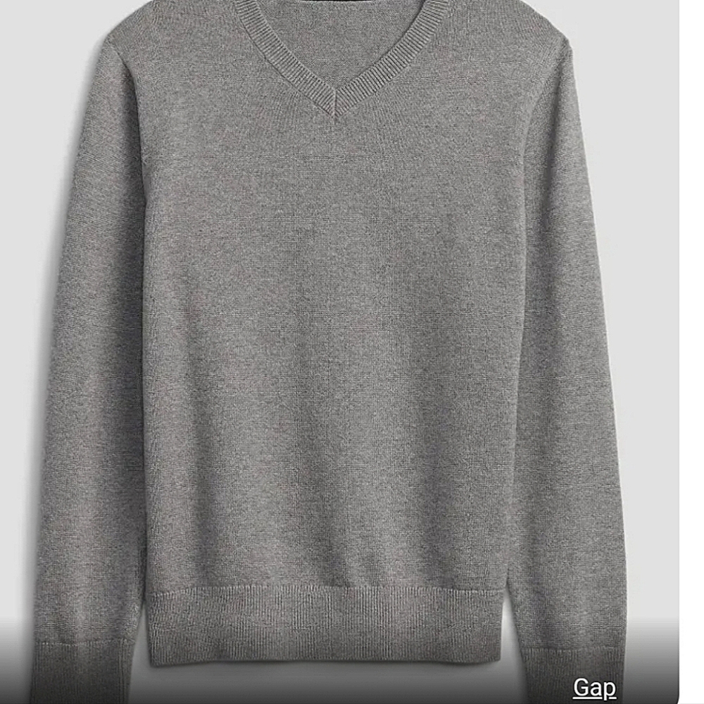 Gap boys cotton gray vneck sweater long sleeves Large kid 10-12